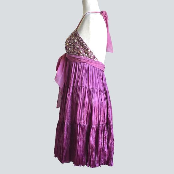 BCBGMAXAZRIA Women's 100% Silk Sequin & Pearls Decorated Dress Size 6 - Picture 4 of 7